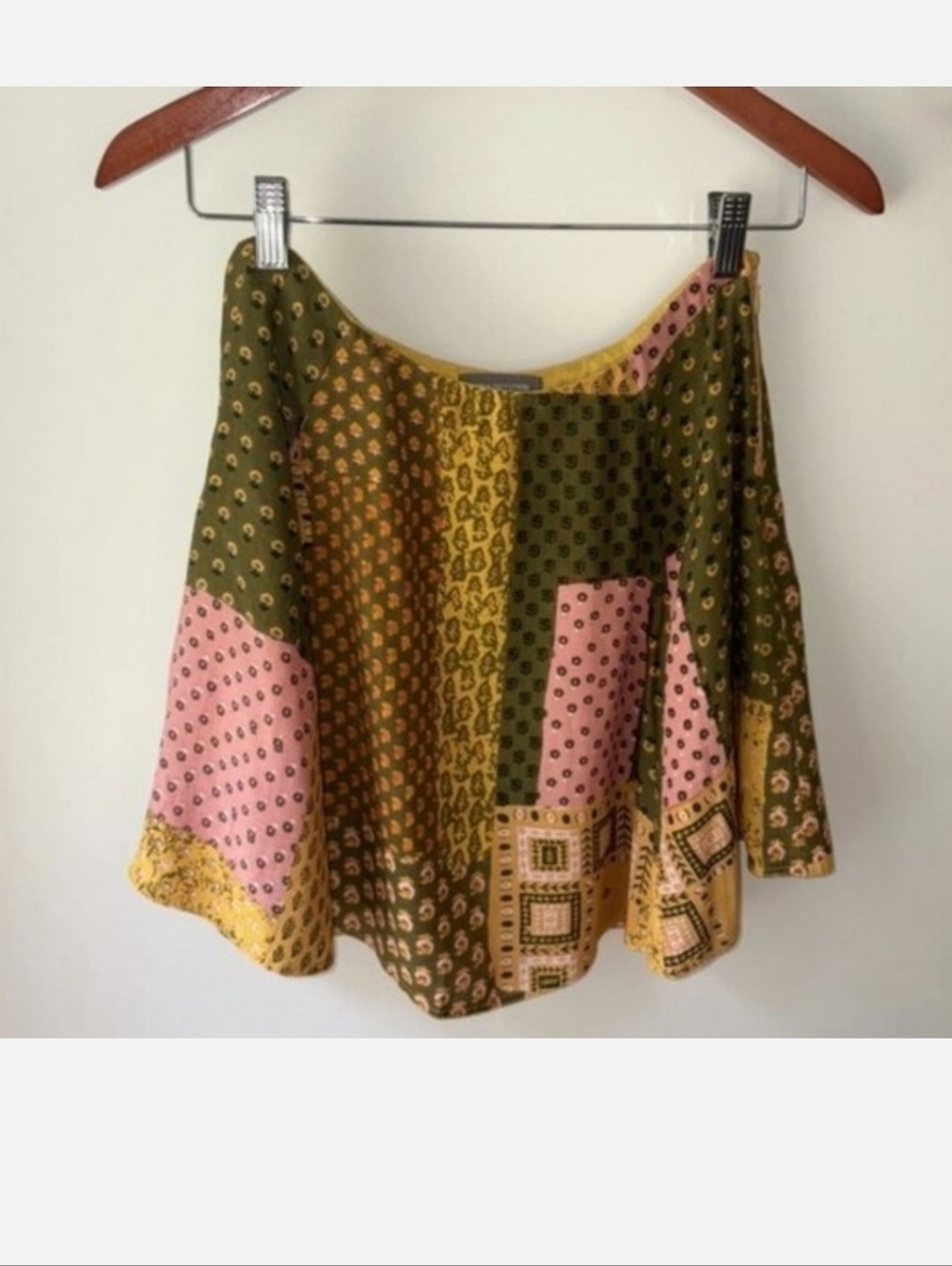 🩵 Urban Outfitters Patchwork Print Mini Skirt | Boho Cottagecore Skater Skirt - Picture 4 of 4
